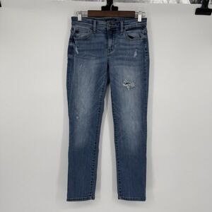 Judy Blue Jeans Womens 3/26 Boyfriend Fit Slimming Distressed Stretch Whiskered